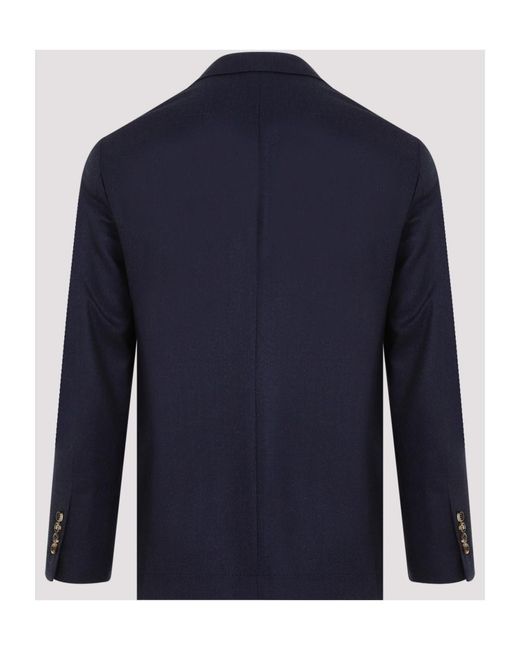 Brunello Cucinelli Blue Single-Breasted Long-Sleeved Blazer for men