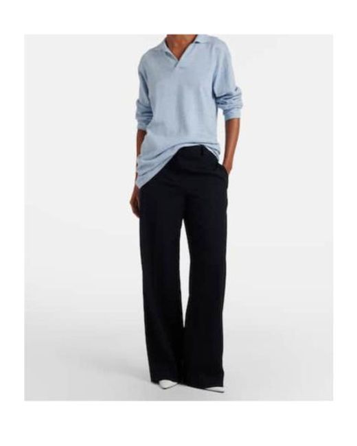 The Row Blue Niosa Cotton And Linen Polo Sweater
