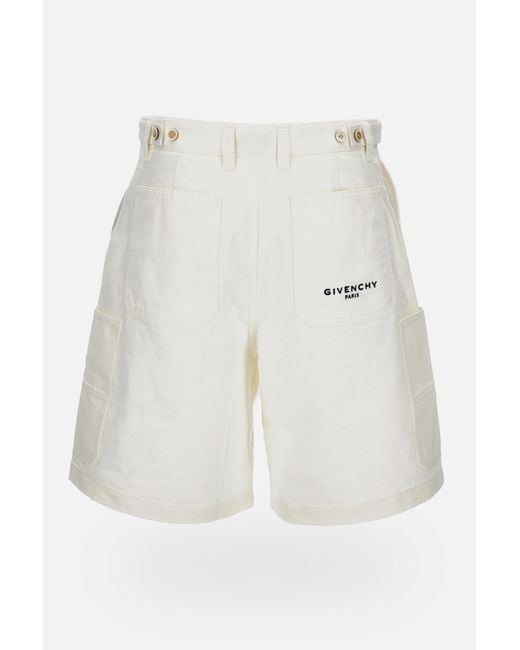 Givenchy White Logo Embroidered Shorts for men