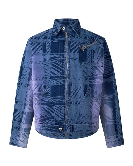 Vivienne Westwood Blue Stand-Collar Full-Print Textured Zip Jacket for men