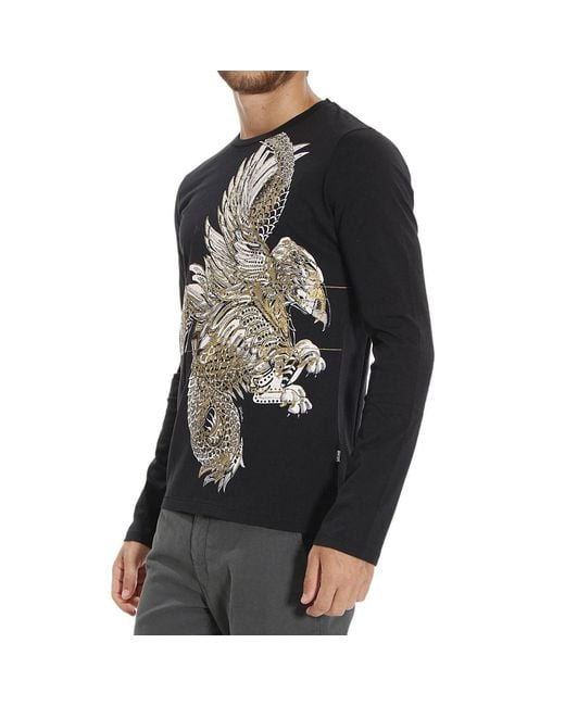 Just Cavalli Black Printed T-Shirt for men