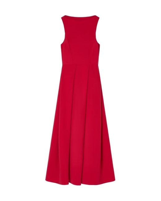 Emporio Armani Red Sleeveless Pleated Midi Dress