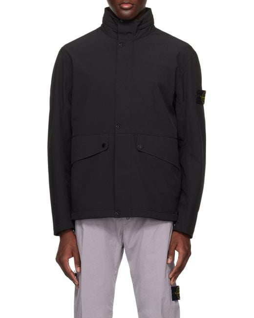 Stone Island Black Logo Patch Hooded Jacket for men