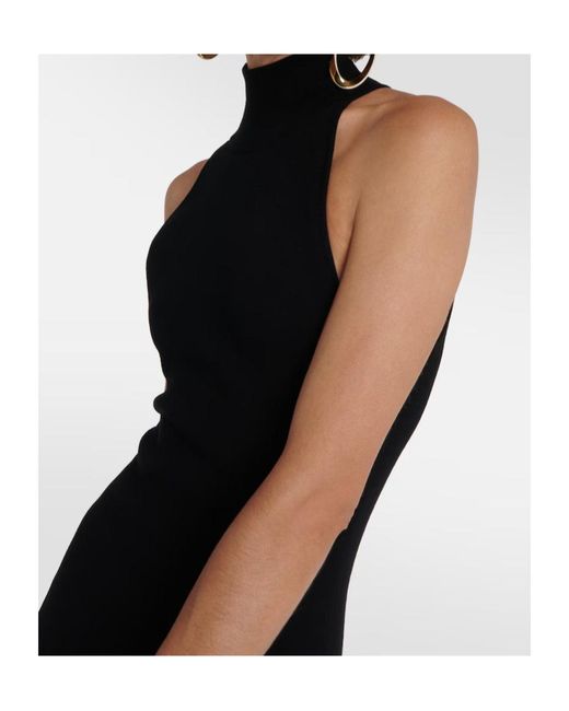 Nina Ricci Black High-Neck Wool-Blend Maxi Gown