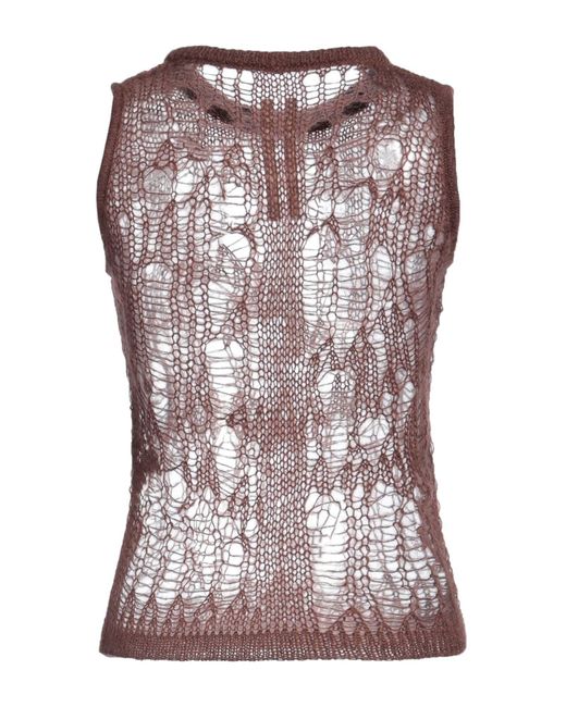 Rick Owens Brown Breathable Sleeveless Knit Top
