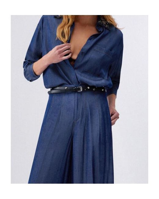 Liu Jo Blue Embellished Collar Shirt