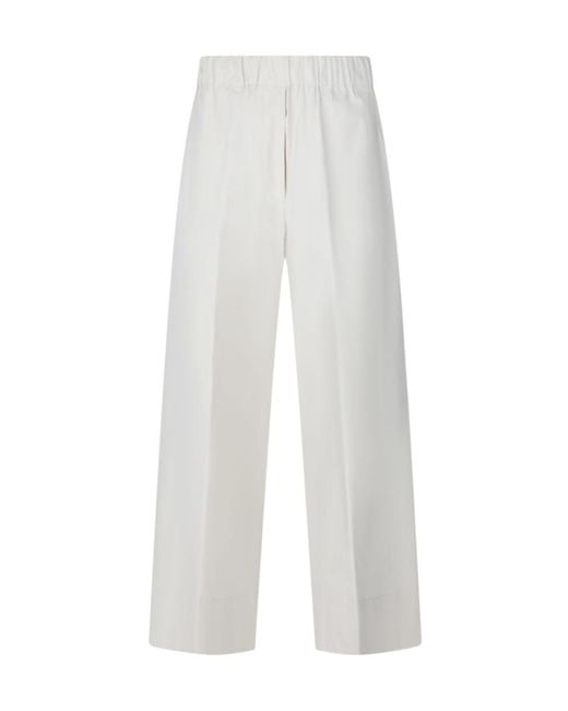 Antonelli White Elastic-Waist Wide-Leg Pants