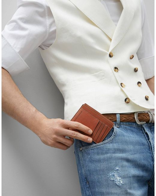 Brunello Cucinelli Brown Logo Stamp Cardholder for men