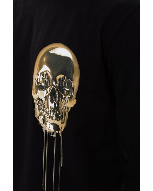 McQueen Blue Skull Print Long-Sleeved T-Shirt for men
