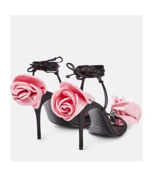 Magda Butrym Pink Floral-Appliqué Sandals