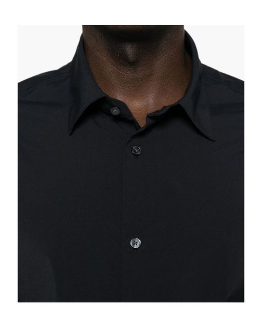 Emporio Armani Blue Button-Up Long-Sleeve Shirt for men