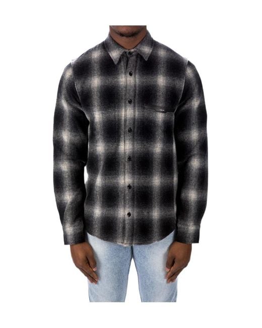 Amiri Black Logo-Patch Check-Print Shirt for men