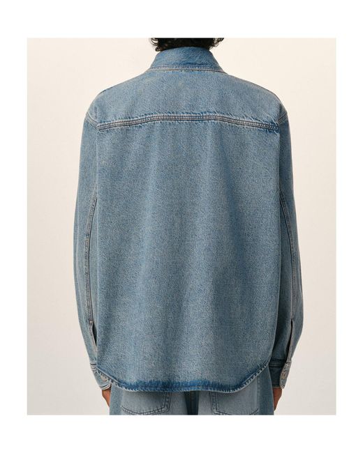 AMI Blue Cotton Overshirt With Ami De Coeur for men