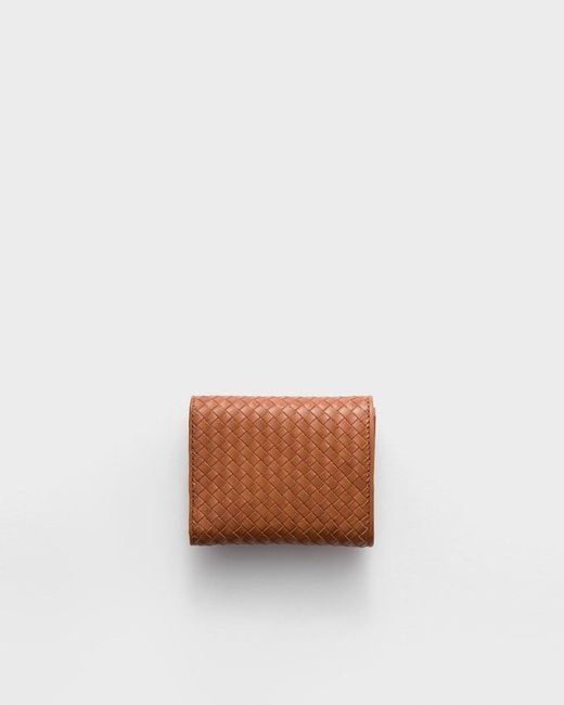 Prada Brown Small Woven Leather Wallet
