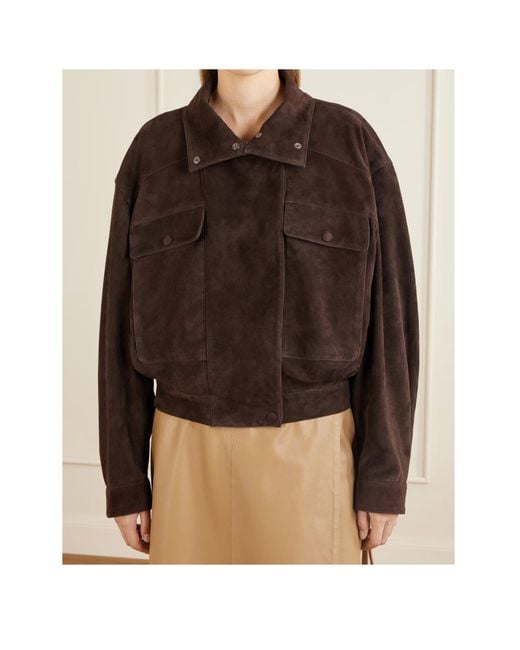 Nour Hammour Brown Long-Sleeved Leather Jacket