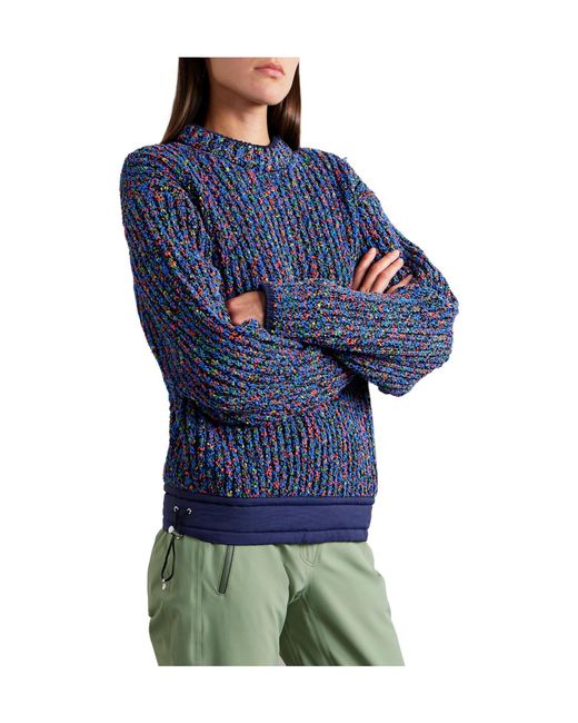 Aztech Mountain Blue Shell-Trimmed Ribbed-Knit Sweater