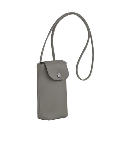 Longchamp Gray Le Pliage Leather Phone Case