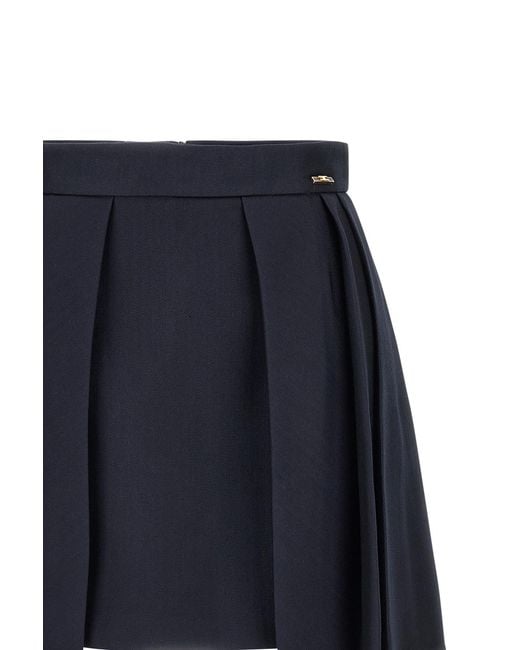 Elisabetta Franchi Blue Cool Wool Miniskirt