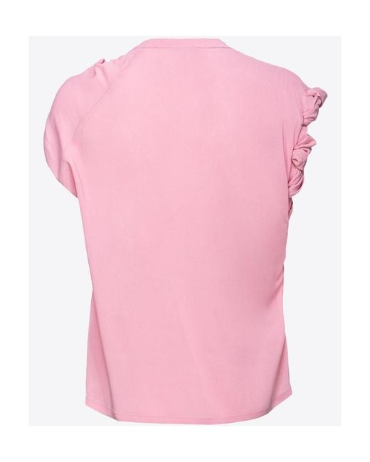Pinko Pink Knot-Detailed Crewneck Sleeveless Top