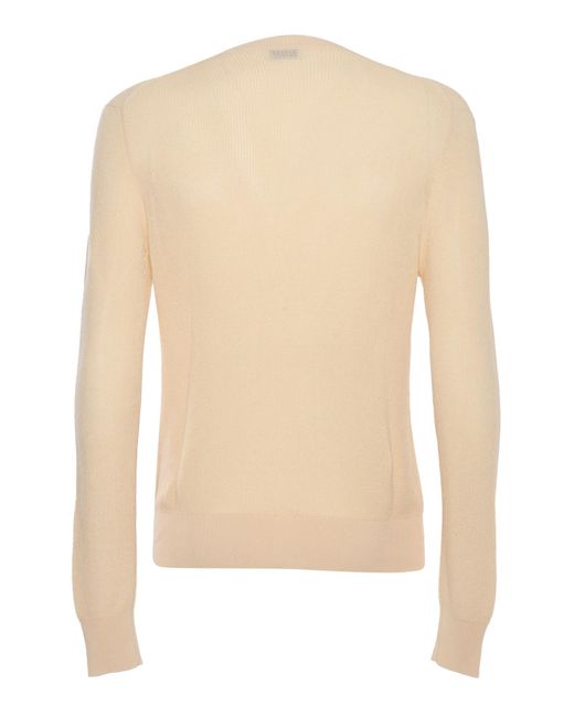 Ballantyne Natural Crewneck Ribbed Jumper for men