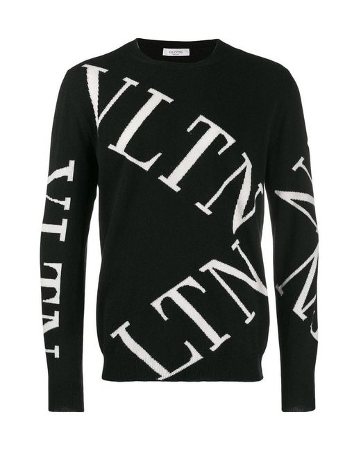 Valentino Black Logo Printed Sweater for men
