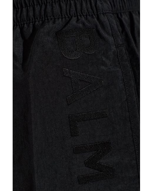 Balmain Black Drawstring Swim Trunks for men