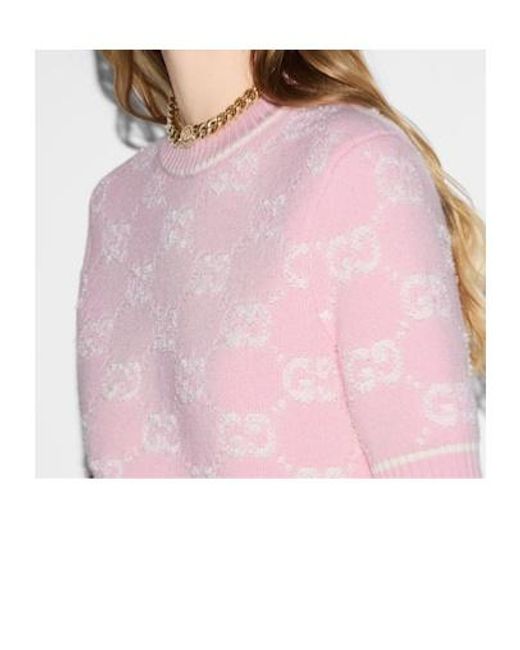Gucci Pink Jacquard Knit T-Shirt