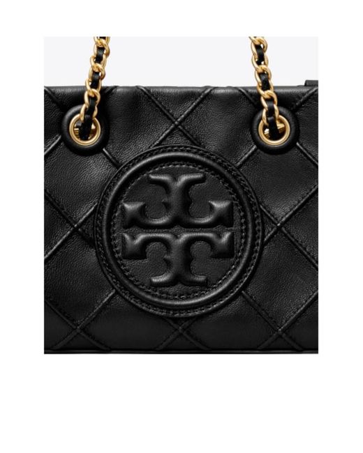 Tory Burch Black Fleming Logo Embossed Mini Tote Bag