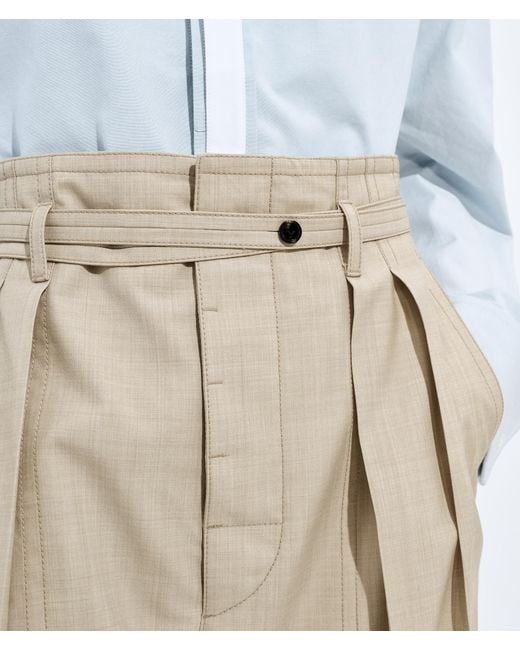Bottega Veneta White Pleated High-Waist Pants