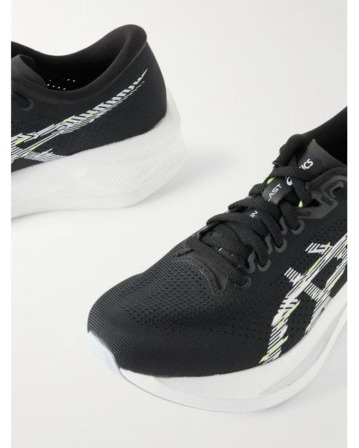 Asics Black Printed Stretch-Knit Sneakers