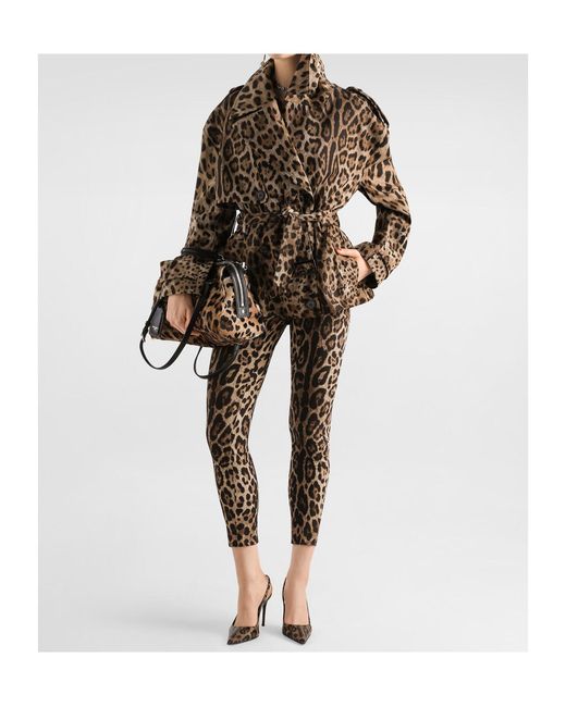 Dolce & Gabbana Brown Leopard Printed Trench Coat