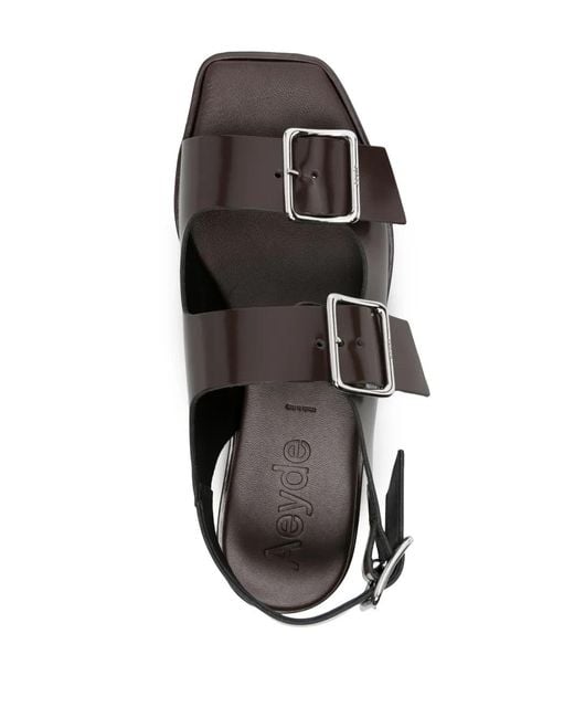Aeyde Black Buckle-Straps Leather Sandals