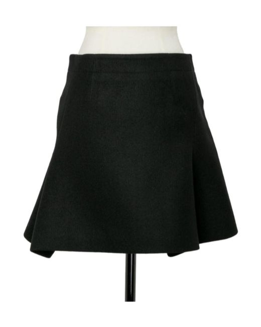 Sacai Black Melton Pleated Skirt