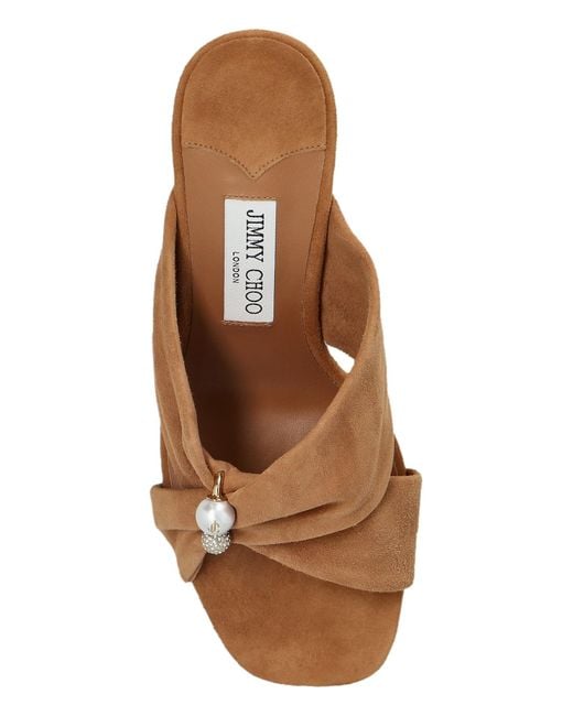Jimmy Choo Brown Rafi 85 Embellished Mules