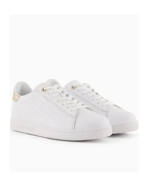 EA7 White Logo Embossed Classic Cc Sneakers for men