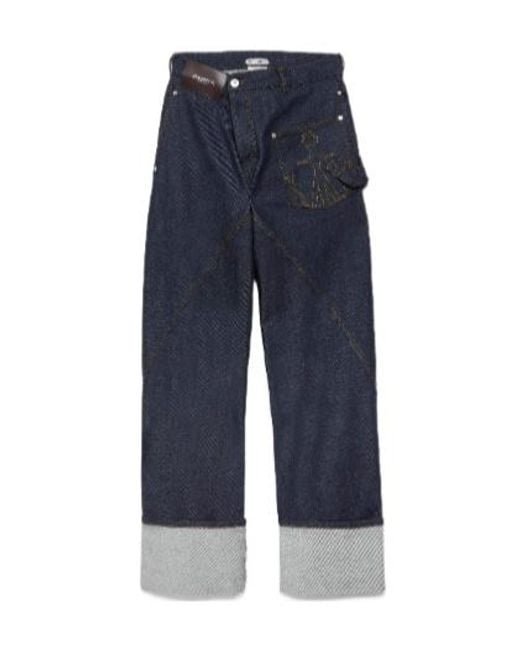 J.W. Anderson Blue Jw Anderson Twisted Turn-Up Workwear Denim Jeans for men