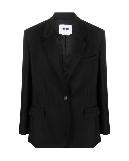 MSGM Black Notched-Lapels Single-Breasted Blazer