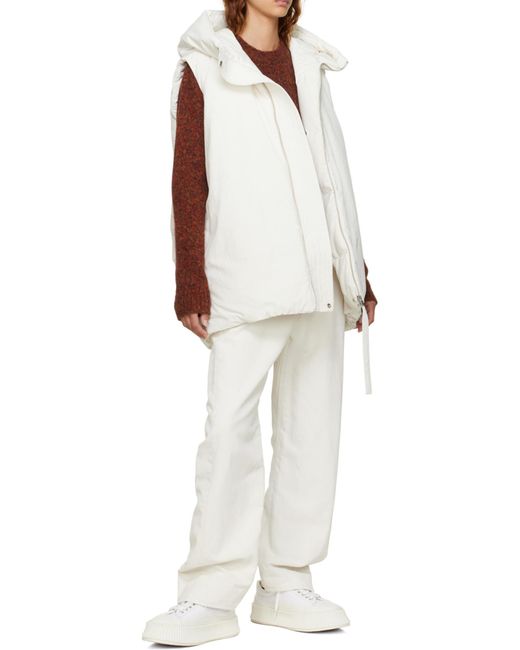 Jil Sander White Zippered Hooded Down Vest