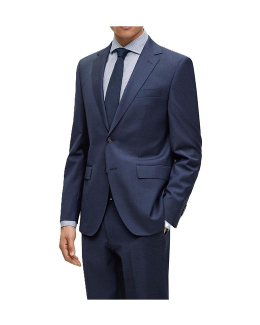 Boss Blue Single-Breasted Suit Jacket for men