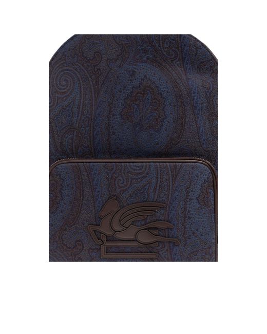 Etro Blue Essential Paisley-Patterned Zipped Backpack for men