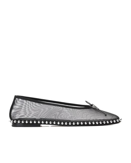 Alexander Wang Gray Studded Mesh Flat Shoes