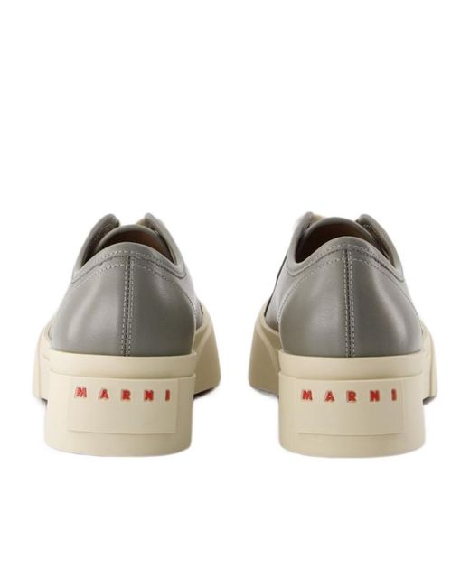Marni Gray Logo Patch Lace-Up Sneakers for men