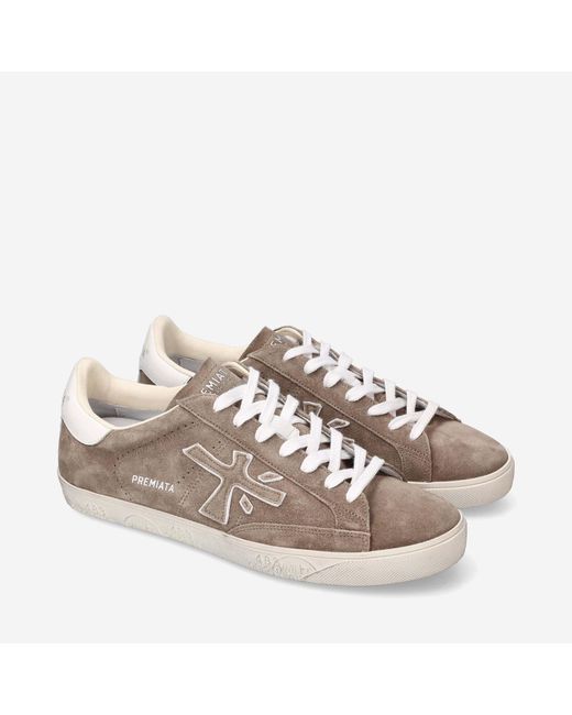 Premiata Brown Logo Lace Up Sneakers for men
