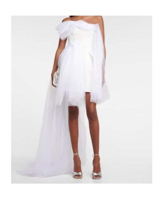Maticevski White Evermore Strapless Tulle Minidress