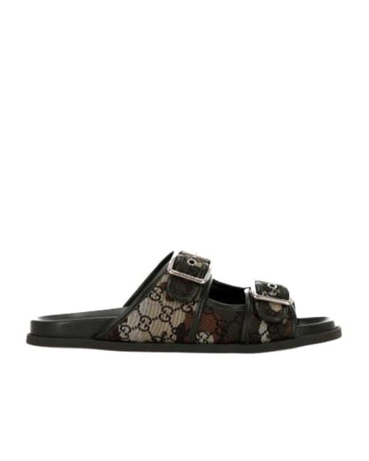 Gucci Green Double Buckle Slide Sandals for men