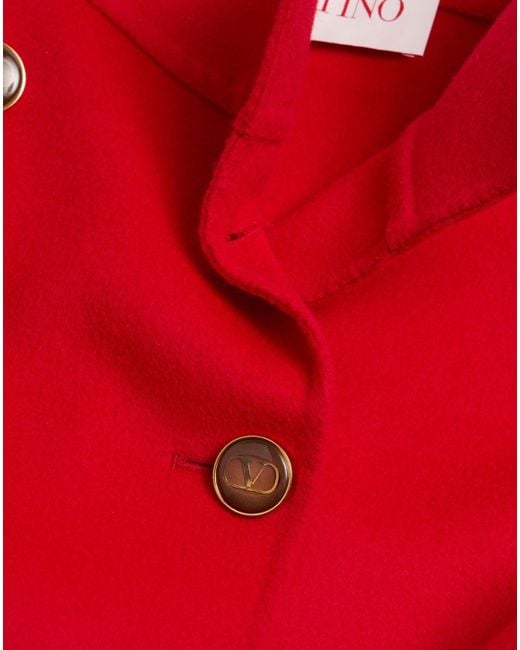 Valentino Red Double-Breasted High Neck Coat