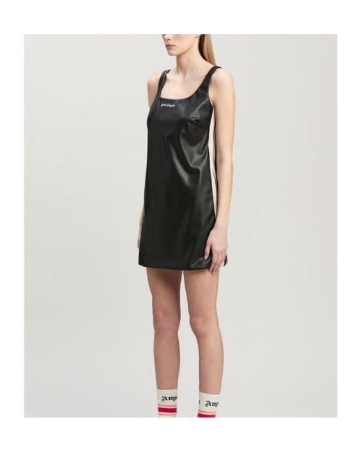 Palm Angels Black Logo Embroidered Sleeveless Mini Dress