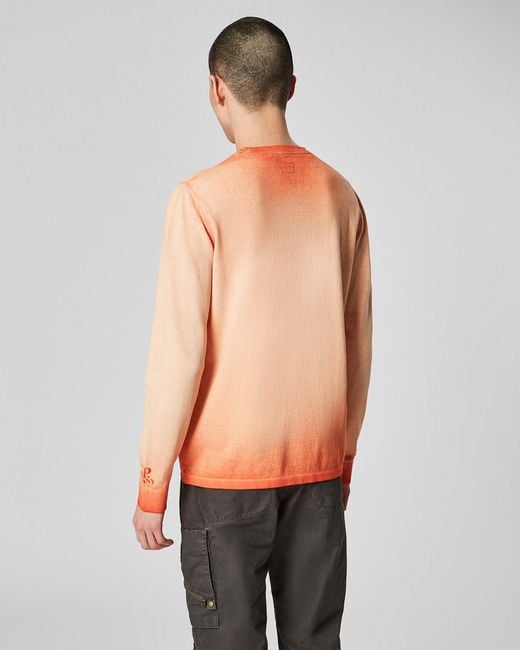 C P Company Orange Logo Round-Neck Pullover for men