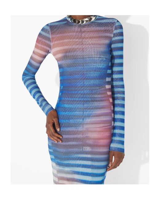 Jean Paul Gaultier Blue Gradient Mesh Long Dress