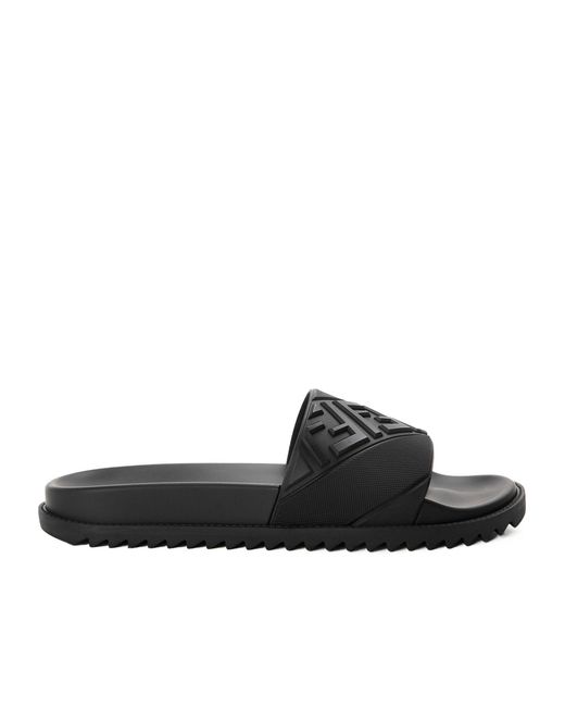 Fendi Black Solid Color Slippers for men